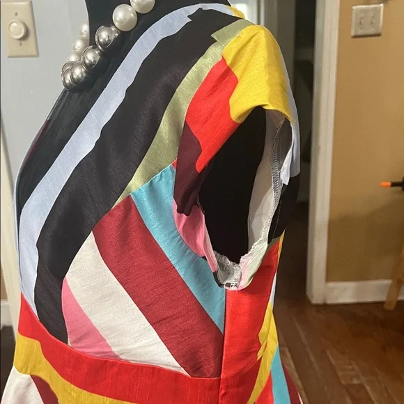 Multicolor Striped V-Neck Dress - Picture 5 of 15